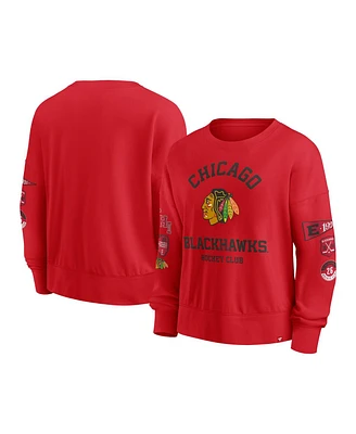 Fanatics Women's Red Chicago Blackhawks Go Team Pullover Sweatshirt