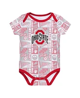 Outerstuff Newborn Scarlet Ohio State Buckeyes Sunday Comics 3-Pack Bodysuit Set