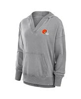 Fanatics Women's Heather Gray Cleveland Browns Initiative Snow Wash French Terry V-Neck Pullover Hoodie