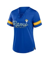 Fanatics Women's Royal Los Angeles Rams Play Script Lace-Up T-Shirt