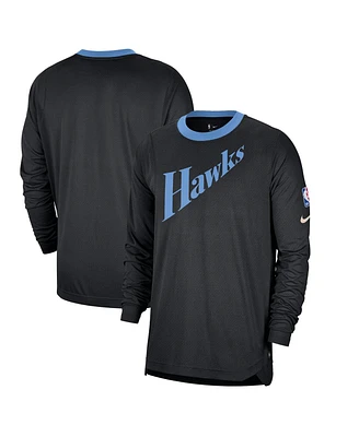 Nike Men's Black Atlanta Hawks 2024/25 City Edition Authentic Pregame Performance Long Sleeve Shooting T-Shirt