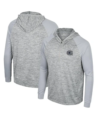 Colosseum Men's Gray Georgetown Hoyas Cybernetic Raglan Quarter-Zip Hooded Top