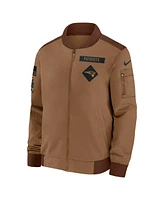 Nike Men's Brown New England Patriots Salute To Service Full-Zip Bomber Jacket