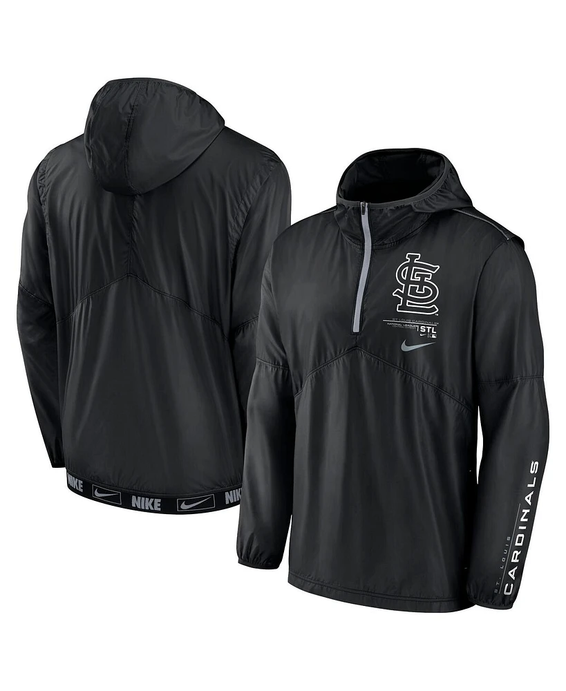 Nike Men's Black St. Louis Cardinals Authentic Night Game Performance Half-Zip Windbreaker