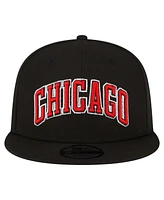 New Era Men's Black Chicago Bulls Jersey Hook Statement Edition 9FIFTY Snapback Hat