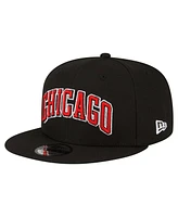 New Era Men's Black Chicago Bulls Jersey Hook Statement Edition 9FIFTY Snapback Hat