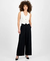 Bar Iii Petite V-Neck Button-Front Cropped Vest, Exclusively at Macy's