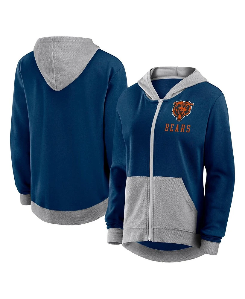 Logo Athletic Women's Navy Chicago Bears Hit It French Terry Full-Zip Hoodie