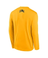 Nike Men's Gold Iowa Hawkeyes On-Court Basketball Shootaround Performance Long Sleeve T-Shirt