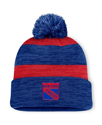 Fanatics Men's Navy/Red New York Rangers Fundamental Red Line Cuffed Knit Hat with Pom