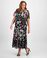 Kasper Plus Floral-Print Maxi Dress