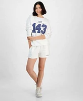 Planet Heart Juniors Graphic Patch Crewneck Sweatshirt High Rise Sweatshorts