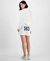 Planet Heart Juniors Graphic Patch Crewneck Sweatshirt High Rise Sweatshorts