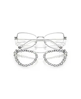 Swarovski Women's Blue Light Glasses with Crystals clip-on, SK7011