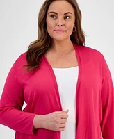 Kasper Plus 3/4-Sleeve A-Line Cardigan