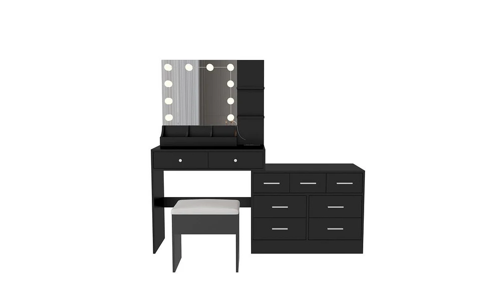 Makeup Vanity with Lights – Led Lighted Dressing Table with Storage for Bedroom or Makeup Area