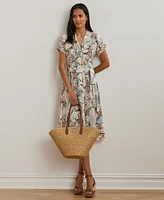 Lauren Ralph Women's Print Belted Crepe Camp Shirtdress, Regular & Petite