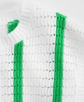 Epic Threads Big Girls Striped Crochet Knit Top, Exclusively at Macy's
