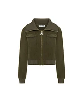 Nocturne Women's Wide Collar Zipper Detailed Knitwear Cardigan