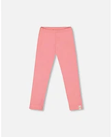 Deux par Big Girls Flat Back Rib Leggings Coral Pink