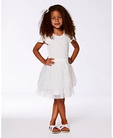 Deux par Toddler Girls Bi-Material Dress With Glitter Hearts Skirt Snow White - Toddler|Child