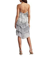 Tadashi Shoji Remedy Metallic Fringe Mini Dress