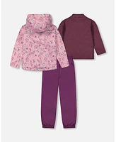 Deux par Toddler Girls 3-In-1 Mid-Season Outerwear Set With Printed Jacket Lilac And Multicolored Butterfly - Toddler|Child