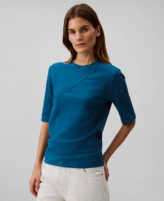Calvin Klein Women's Textured-Knit 3/4-Sleeve Top