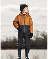 Deux par Toddler Boys Colorblock Quilted Mid-Season Jacket Brown And Black - Toddler|Child