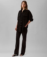 Calvin Klein Women's Crepe Relaxed Button-Front Shirt