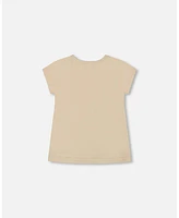 Deux par Baby Girls Organic Cotton Tee Beige And Cream Koala