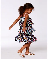 Deux par Toddler Girls Printed Tiered Dress Ice Lollipops And Black - Toddler|Child