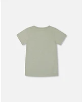 Deux par Deux Baby Boys Short Sleeve Organic Cotton Graphic Tee Sage And Multi