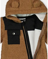 Deux par Baby Unisex One-Piece Sherpa Mid-Season Outerwear Tan And Black - Infant