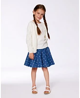 Deux par Deux Big Girls Pointelle Knit Cardigan Sweater White