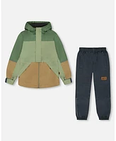 Deux par Toddler Boys Two-Piece Mid-Season Outerwear Set Pale Green, Sage, Tan, And Gray - Toddler|Child