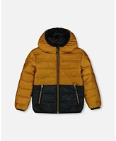 Deux par Baby Boys Colorblock Quilted Mid-Season Jacket Brown And Black