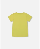 Deux par Big Boys Organic Cotton Tee Lime Green And Blue Vespa