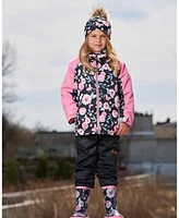Deux par Deux Big Girls 3-In-1 Mid-Season Outerwear Set With Printed Jacket Pink, Black, And Flowers
