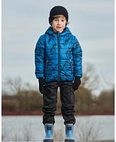 Deux par Big Boys Printed Quilted Mid-Season Jacket Blue And Gray