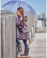 Deux par Toddler Girls Printed Rain Coat With Hat Rainbow On Shiny Background - Toddler|Child