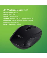 acer Rf Wireless Mouse M501 (Black), Works with Chromebook, with Usb Plug and Play for Right/Left Handed Users (for Chromebooks, Windows Pc & Mac)