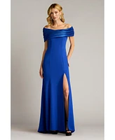 Tadashi Shoji Dalton Contrast Off-Shoulder Gown