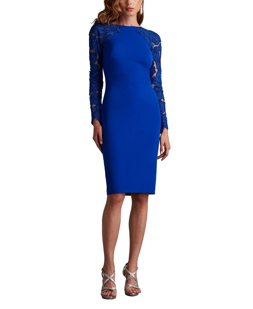 Tadashi Shoji Emille Embroidered Illusion Cocktail Dress