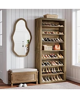 Tribesigns 71" Tall Shoe Cabinet, Large Wood Freestanding Shoe Storage Organizer for 32-36 Pairs, 8-Tier Vertical Shoe Rack with Adjustable Shelves fo