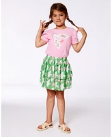 Deux par Big Girls Organic Cotton Tee With Puff Sleeve Candy Pink