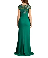 Tadashi Shoji Eleonora Draped Sequin Illusion Gown