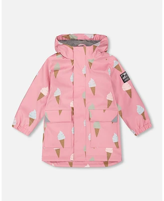 Deux par Big Girls Pink Raincoat With Cones That Change Color Upon Contact Water