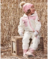 Deux par Baby Girls One-Piece Sherpa Mid-Season Outerwear Off-White And Pale Pink