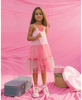 Deux par Toddler Girls Sleeveless Color Block Tulle Dress Pink And Green - Toddler|Child